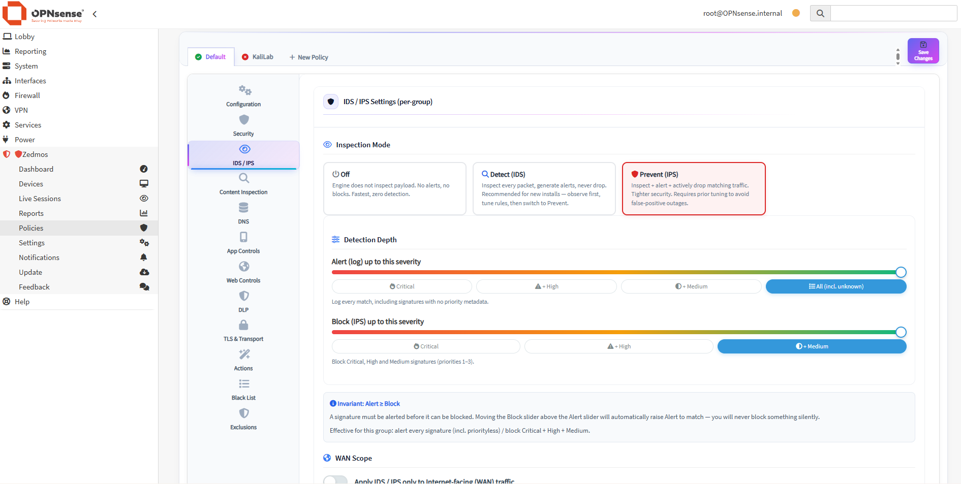 Firewall, IDS, DLP, CTI — pro Gruppe