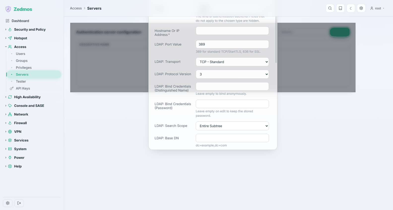 Access: adding an authentication server