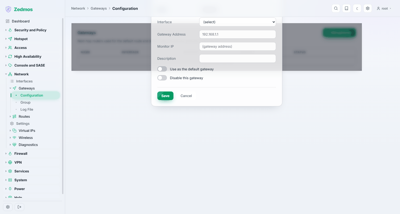 Network: Ein Gateway anlegen