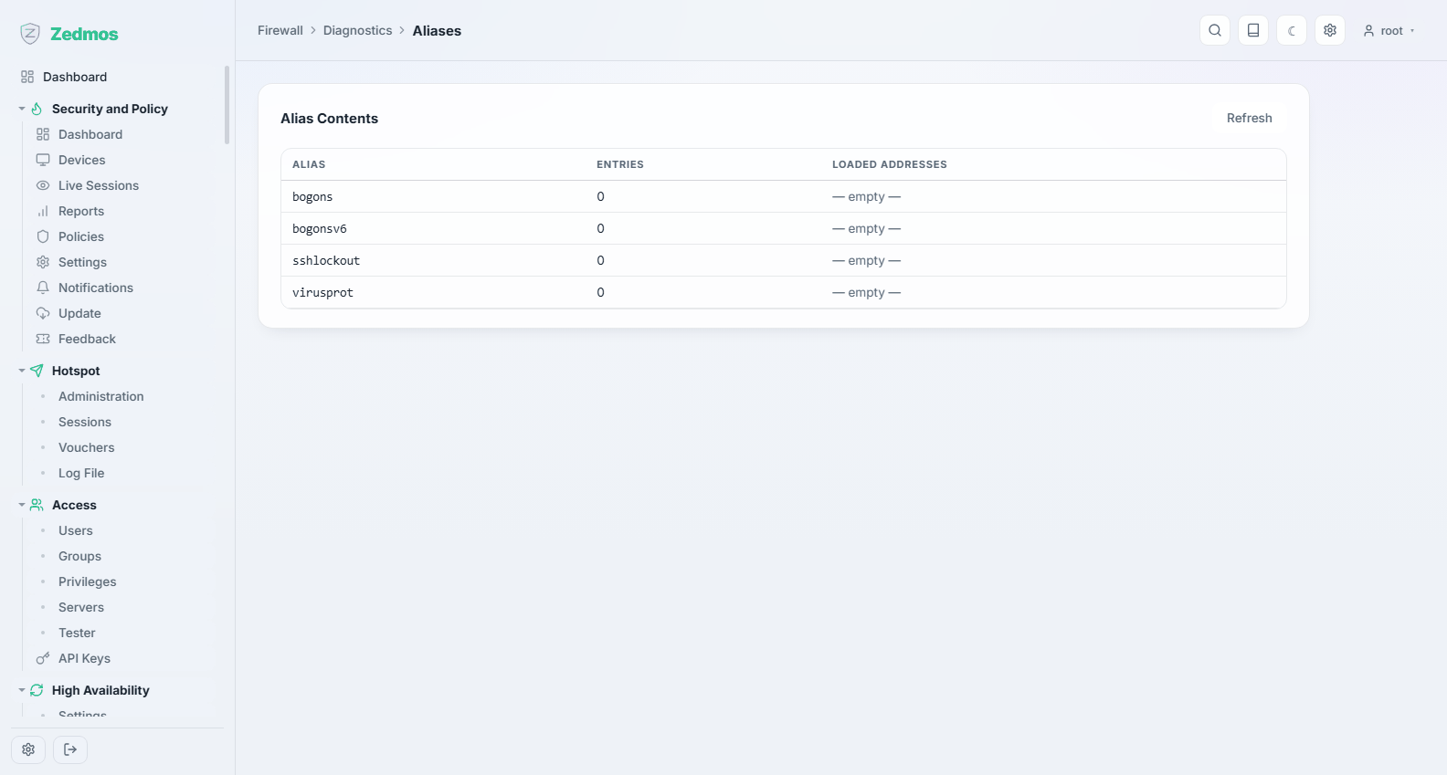 Firewall: Alias contents