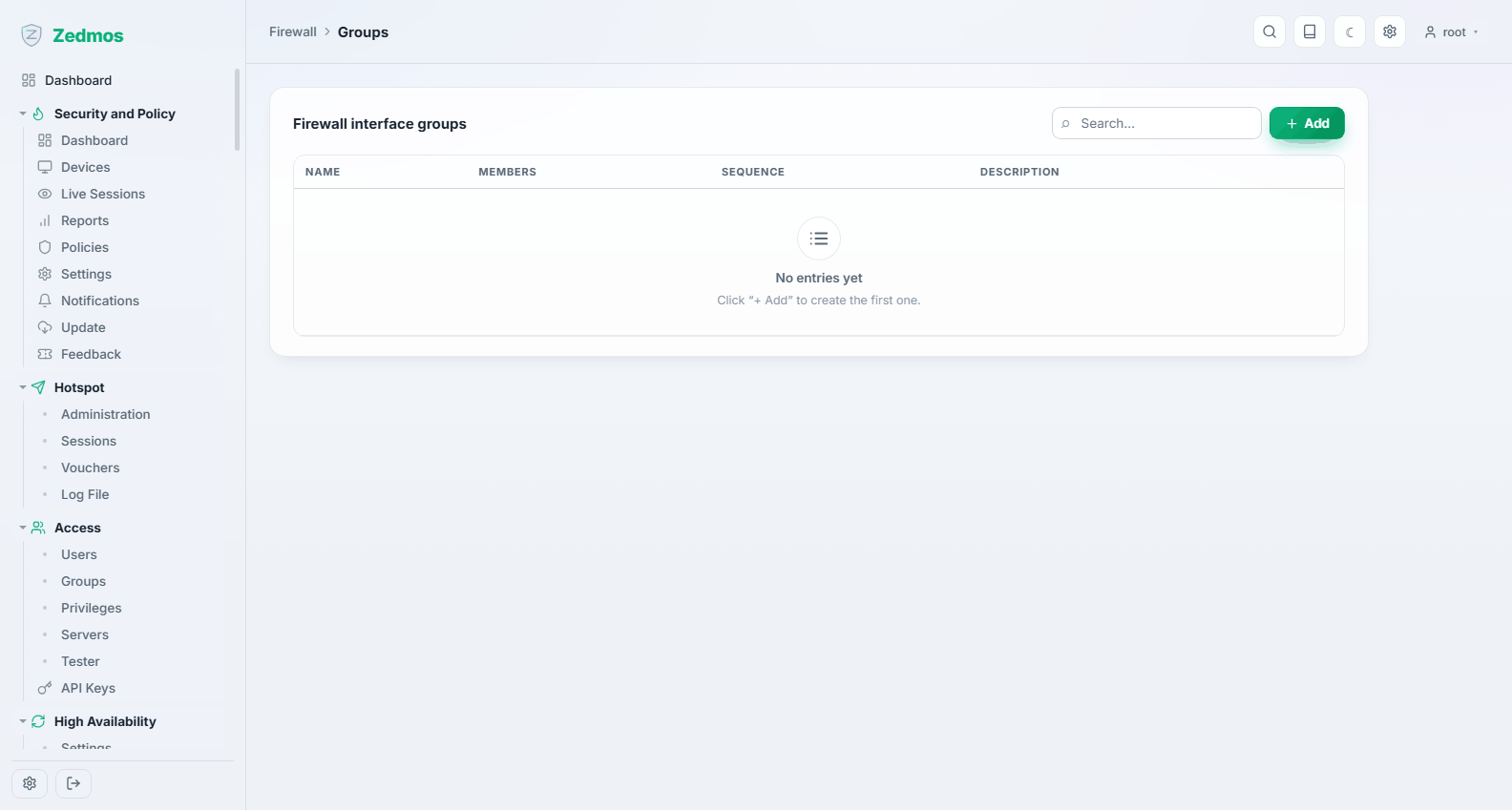 Firewall: Interface groups