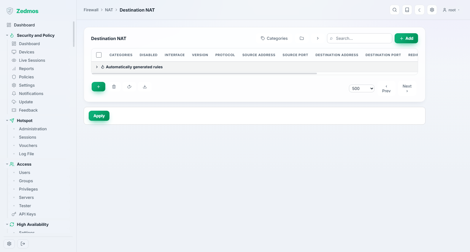 Firewall: Destination NAT