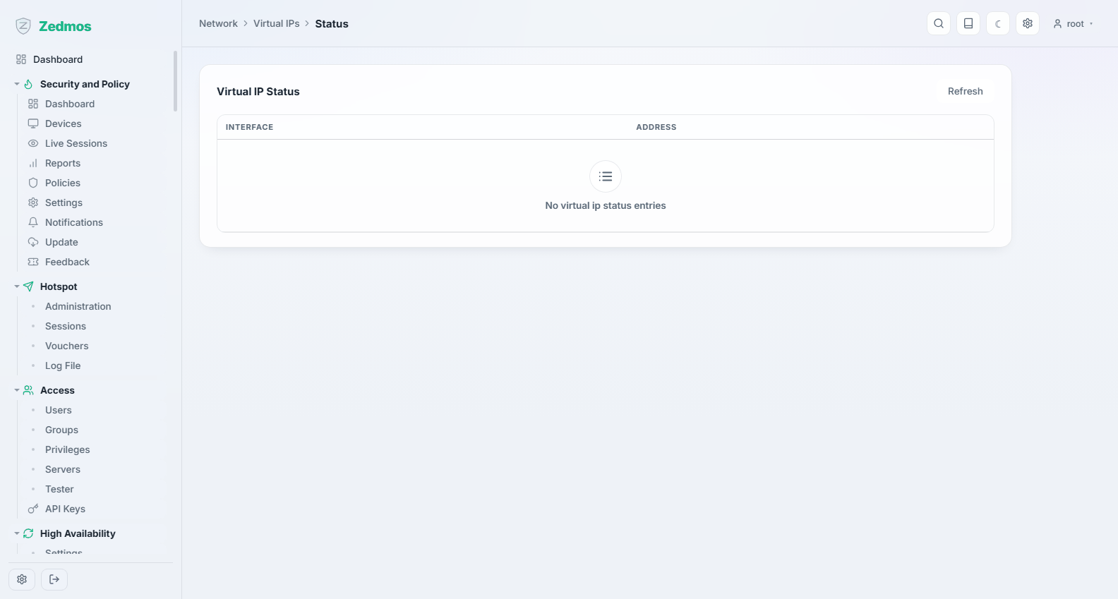 Network: Status virtueller IPs