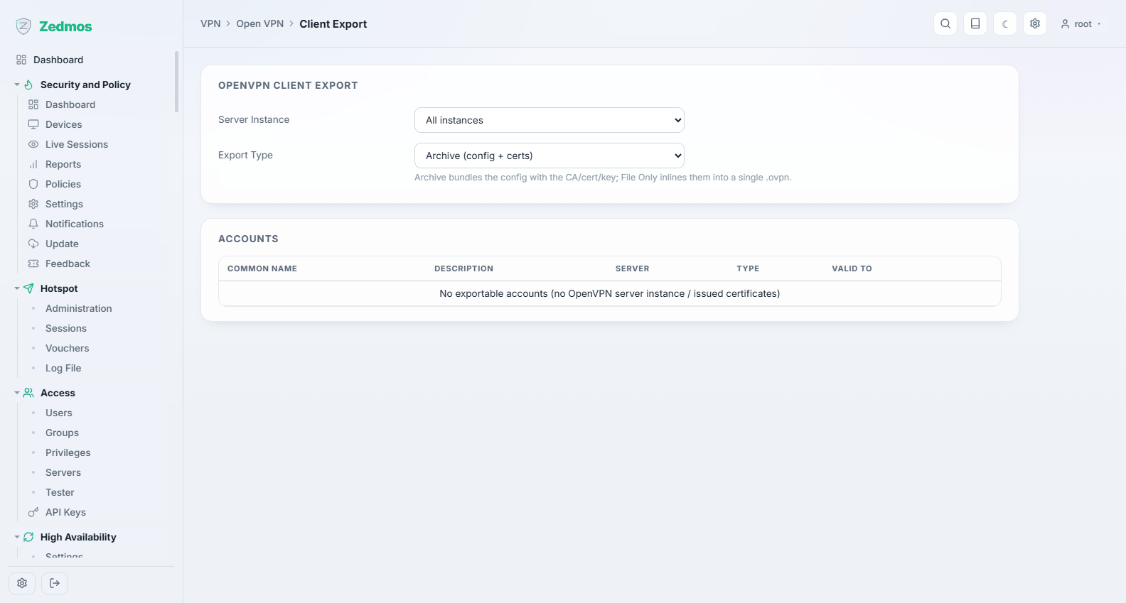 VPN: OpenVPN Client Export